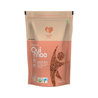 NOURISH YOU Organic Raw Red Quinoa (500g) -Gluten free , Proteins, and Fibers.