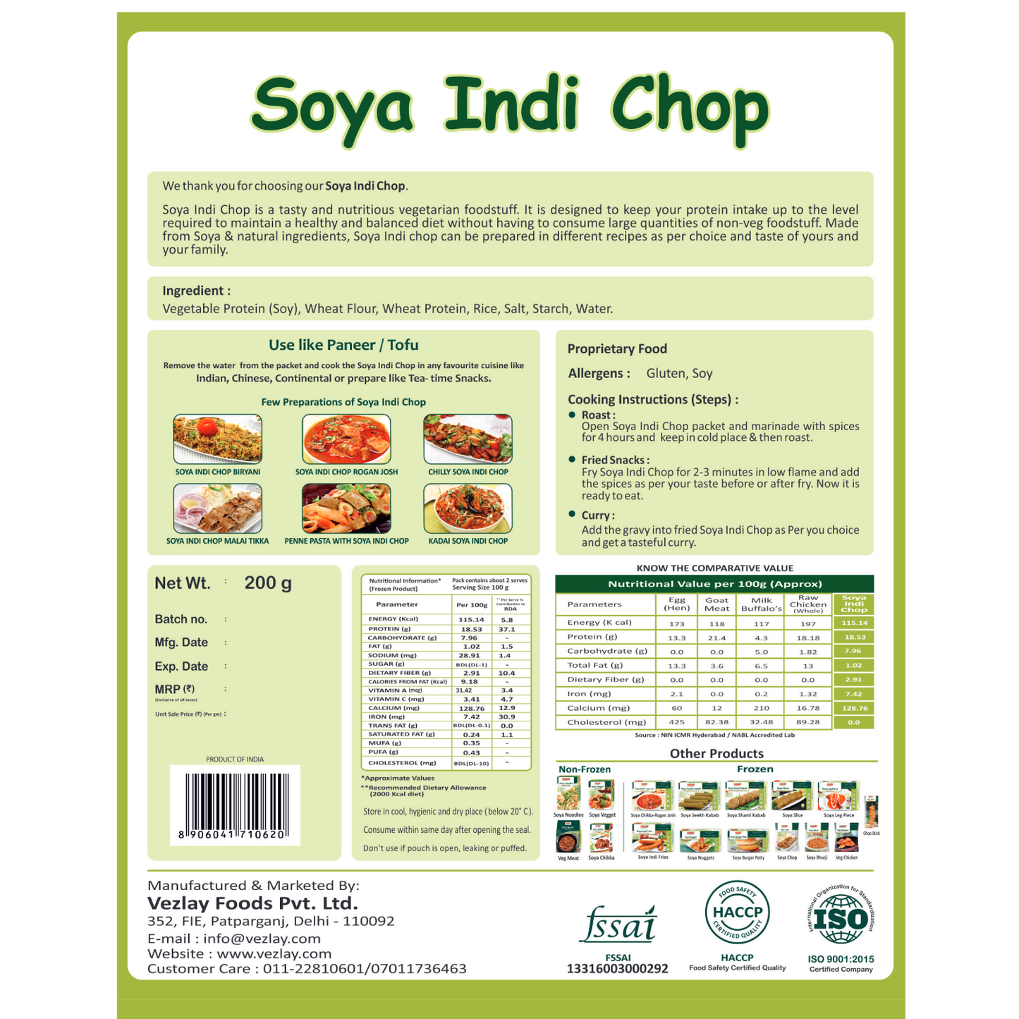 Vezlay Soya Indi Chop, 500gm