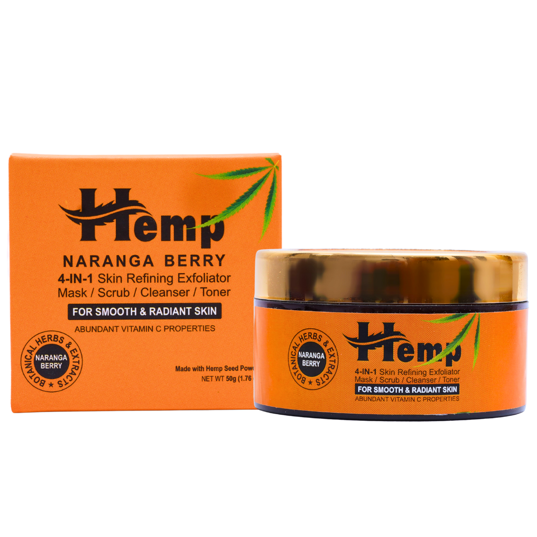 INDUS HEMP NARANGA BERRY | 4-IN-1 SKIN REFINING EXFOLIATOR MASK /SCRUB / CLEANSER/TONER | FOR HEALTHY & GLOWING SKIN
