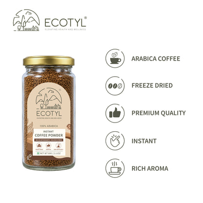 Ecotyl Instant Coffee Powder | Arabica Coffee | Freeze Dried  | 60g