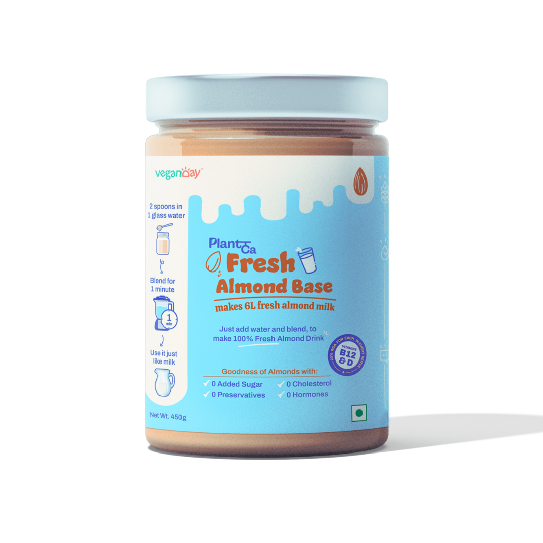 VeganDay Almond Base (makes 6L Almond Milk) | Fresh, Unsweetened & Plant-Based (PlantCa) | Just add water & blend | Dairy-free, Lactose-free | Zero added sugar, Zero Cholesterol, Zero Preservatives (6L Pack)