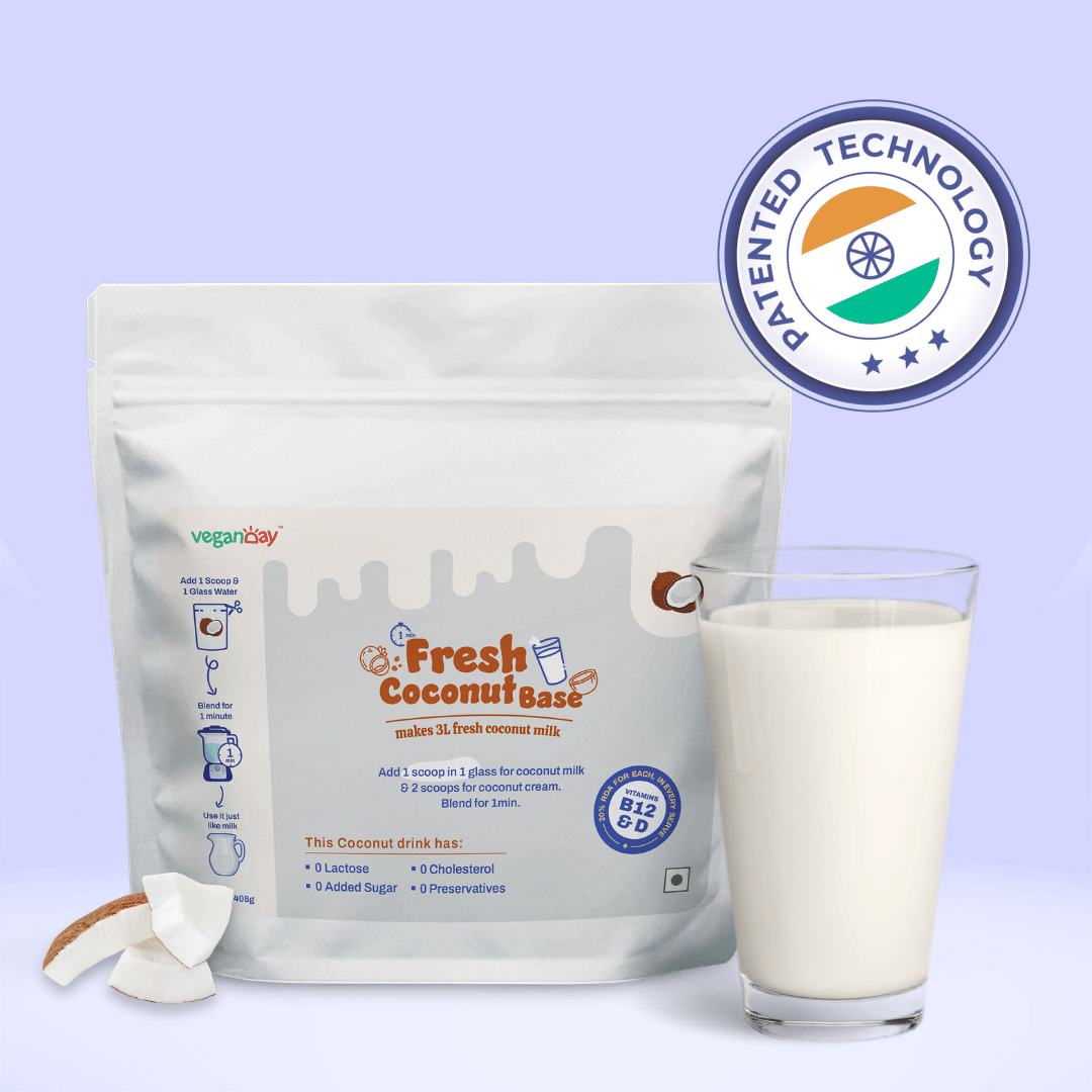 VeganDay Coconut Base (makes 3L Coconut Milk) | Fresh, Unsweetened & Plant-Based (PlantCa) | Just add water & blend | Dairy-free, Lactose-free | Zero added sugar, Zero Cholesterol, Zero Preservatives (3L Pack)
