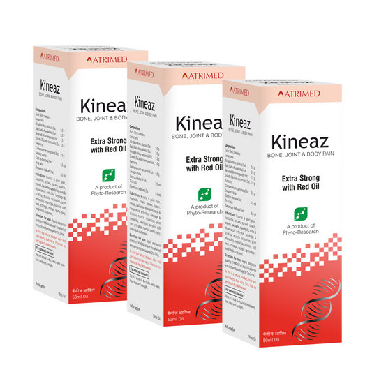 Atrimed Kineaz Pain Relief Oil – Extra Strong with Red Oil – For Muscle, Joint, Knee, Back, Body Pain & Headache – Ayurvedic, Natural, Fast-Acting, 50 ml (Pack of 3)