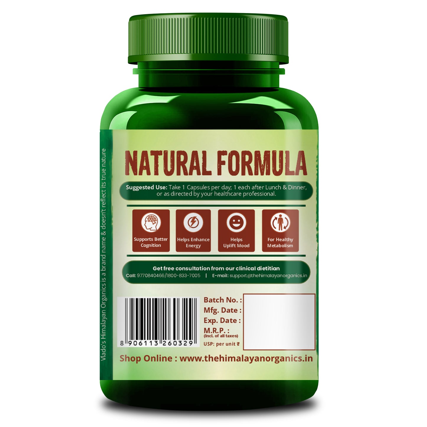 Vlado's Himalayan Organics Korean Red Ginseng 200mg/Serve 100 Veg Capsules