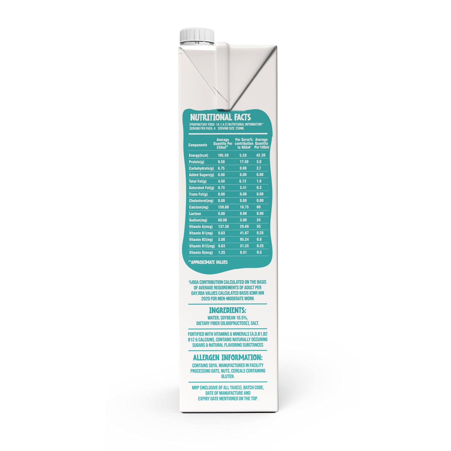 Vegan Drink Company Soy Milk Unsweetened 1 Litre