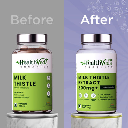 Health Veda Organics Milk Thistle for Liver Support & Liver Detox - 60 Veg Tablets