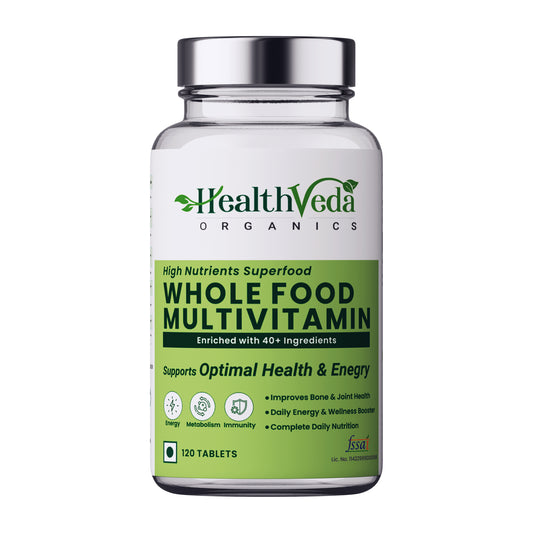 Health Veda Organics Whole Food Multivitamin with Natural Vitamins & Minerals I 120 Veg Tablets I Best for Energy, Brain, Heart & Eye Health I For both Men & Women