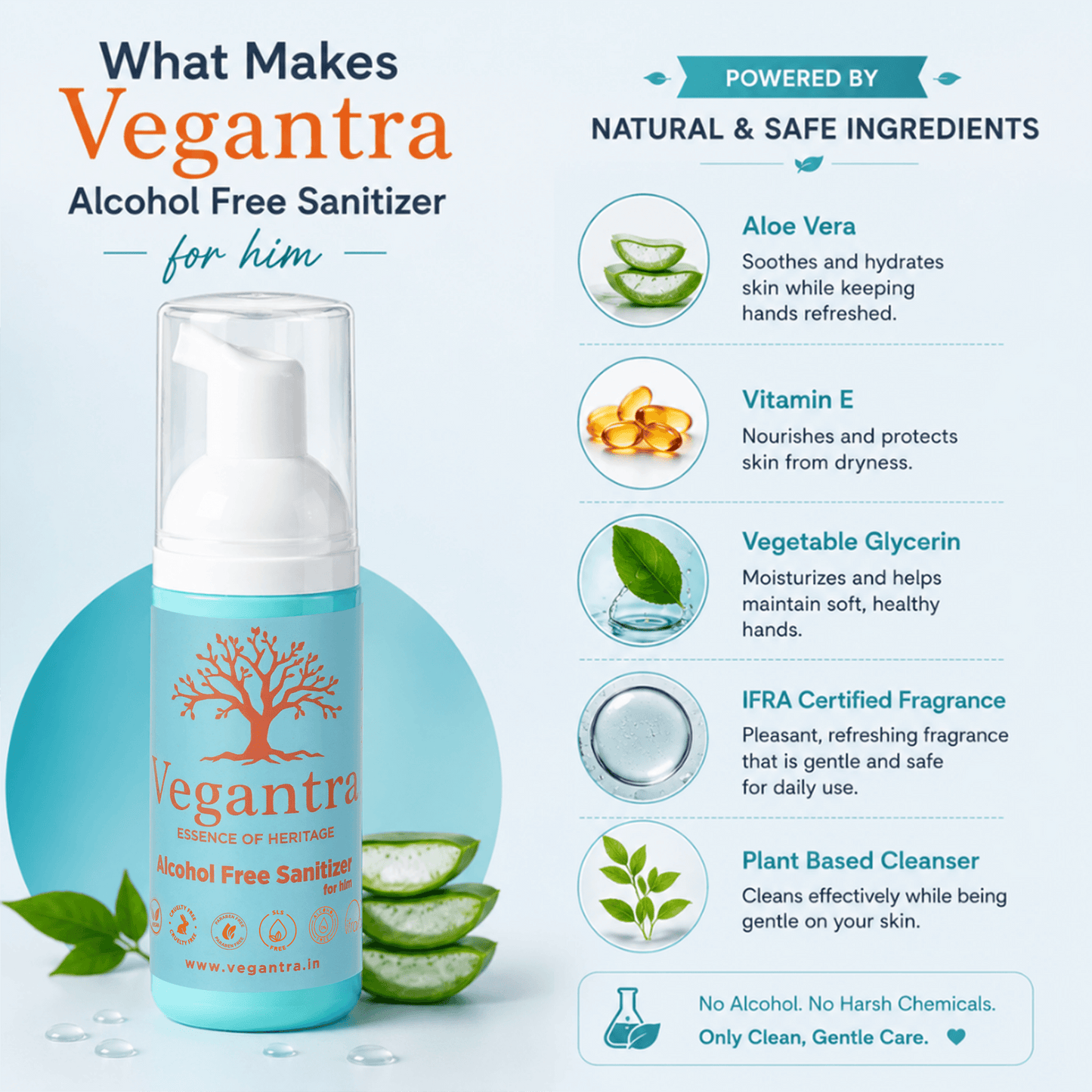 Vegantra Alcohol Free Sanitizer For Him 50ml