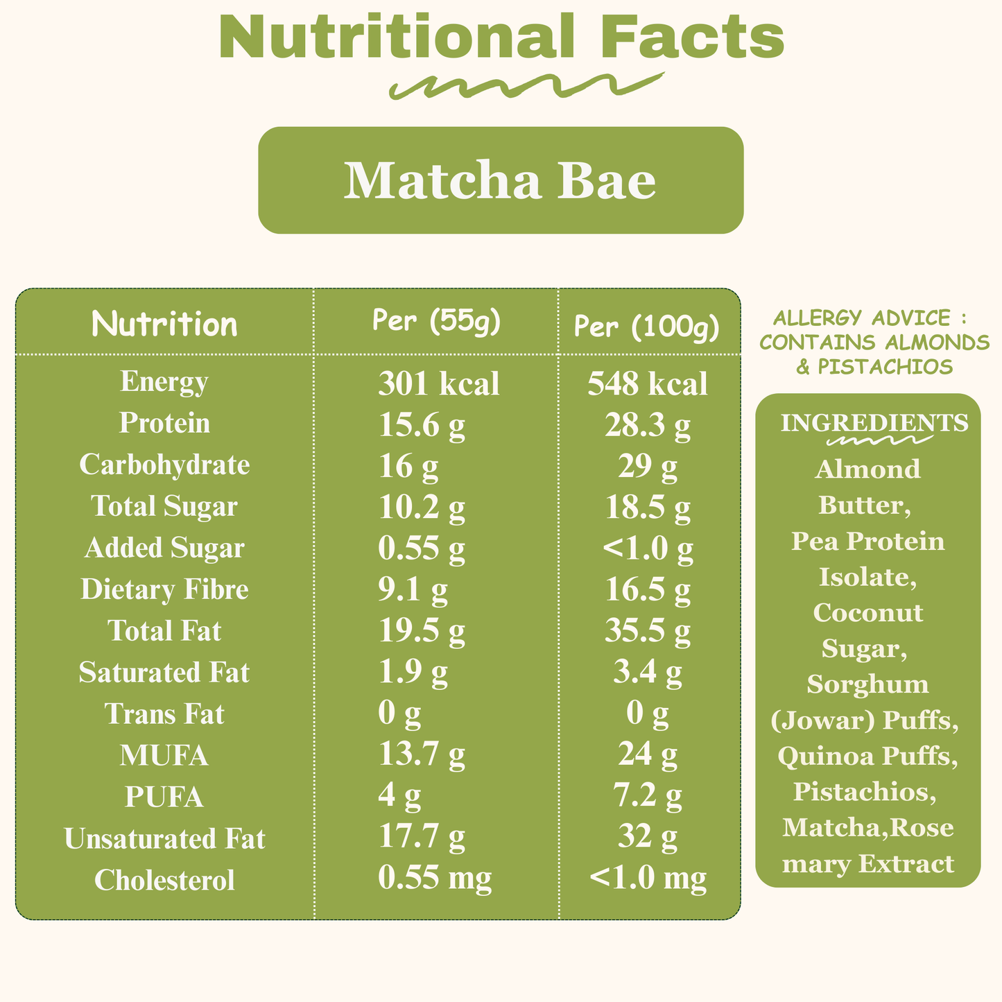 OnReal Matcha Bae Plant-Based Protein Bars (Pack of 6 x 55g Each) | 15g Protein, No Refined Sugar, High Fiber | Almond Butter, Pistachios & Matcha | Vegan, Gluten-Free | Clean Label Snack