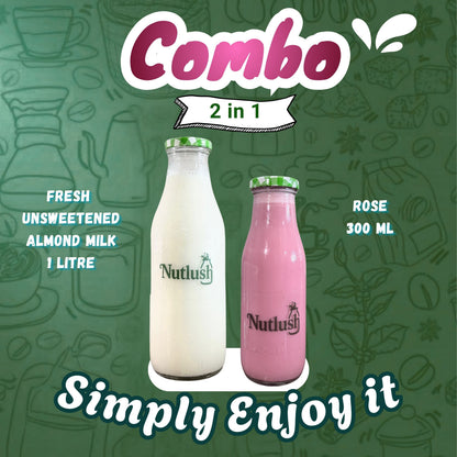 NUTLUSH Combo Almond Milk 1 L + Shake 300 ML | Delhi Only