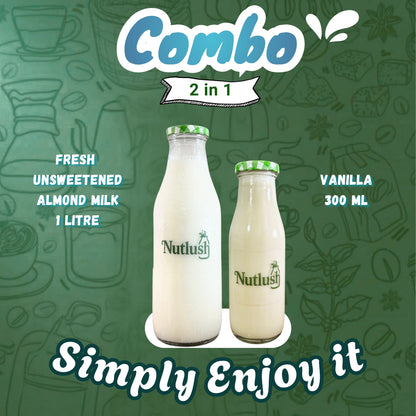 NUTLUSH Combo Almond Milk 1 L + Shake 300 ML | Delhi Only