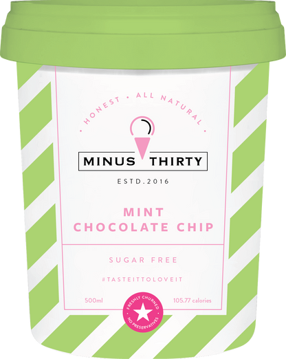 Minus30 Mint Chocolate Chip Dairy & Sugar Free 500ml | Zero Additives or Preservatives