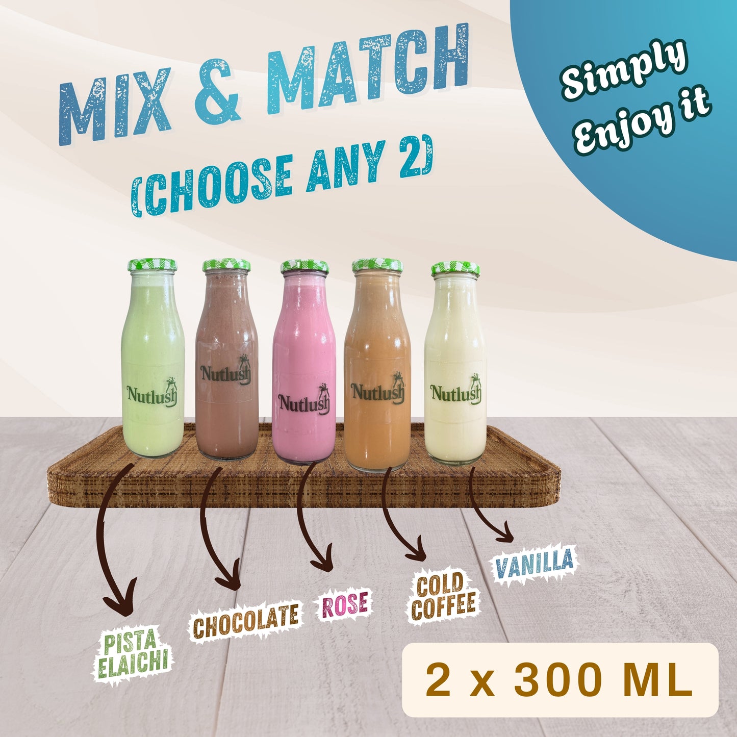 Nutlush Mix & Match Almond Milkshake Duo - Regular (2 × 300 ml)