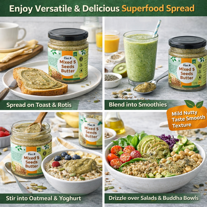 Plan B Mixed Seeds Butter | 5 Seeds Blend – Pumpkin, Sunflower, Melon, Flax & Chia | Vegan, High Protein, Omega-3 Rich Superfood Spread | No Added Sugar, Gluten-Free, Dairy-Free | 200g Jar
