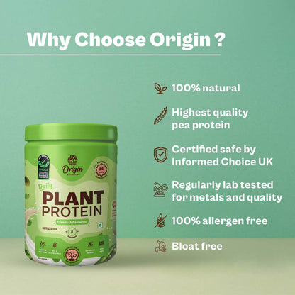 Origin Nutrition Plant Protein Powder Unflavoured with 25g Protein Per Serving , 260g