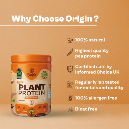 Origin Nutrition Plant Protein Powder Chocolate Flavour With 25g Protein Per Serving,286g