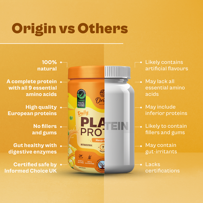 Origin Nutrition Plant Protein Powder Mango Flavour with 25g Protein Per Serving, 288g