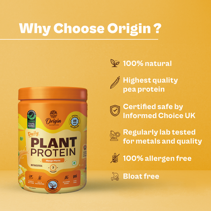 Origin Nutrition Plant Protein Powder Mango Flavour with 25g Protein Per Serving, 288g