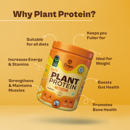 Origin Nutrition Plant Protein Powder Mango Flavour with 25g Protein Per Serving, 288g