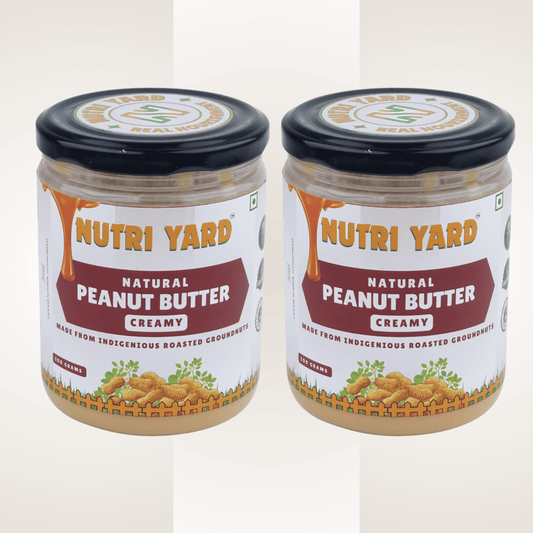 Nutri Yard Natural Peanut Butter Creamy 1kg Unsweetened (Pack of 2 - 500g each)