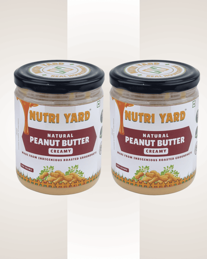 Nutri Yard Natural Peanut Butter Creamy 1kg Unsweetened (Pack of 2 - 500g each)