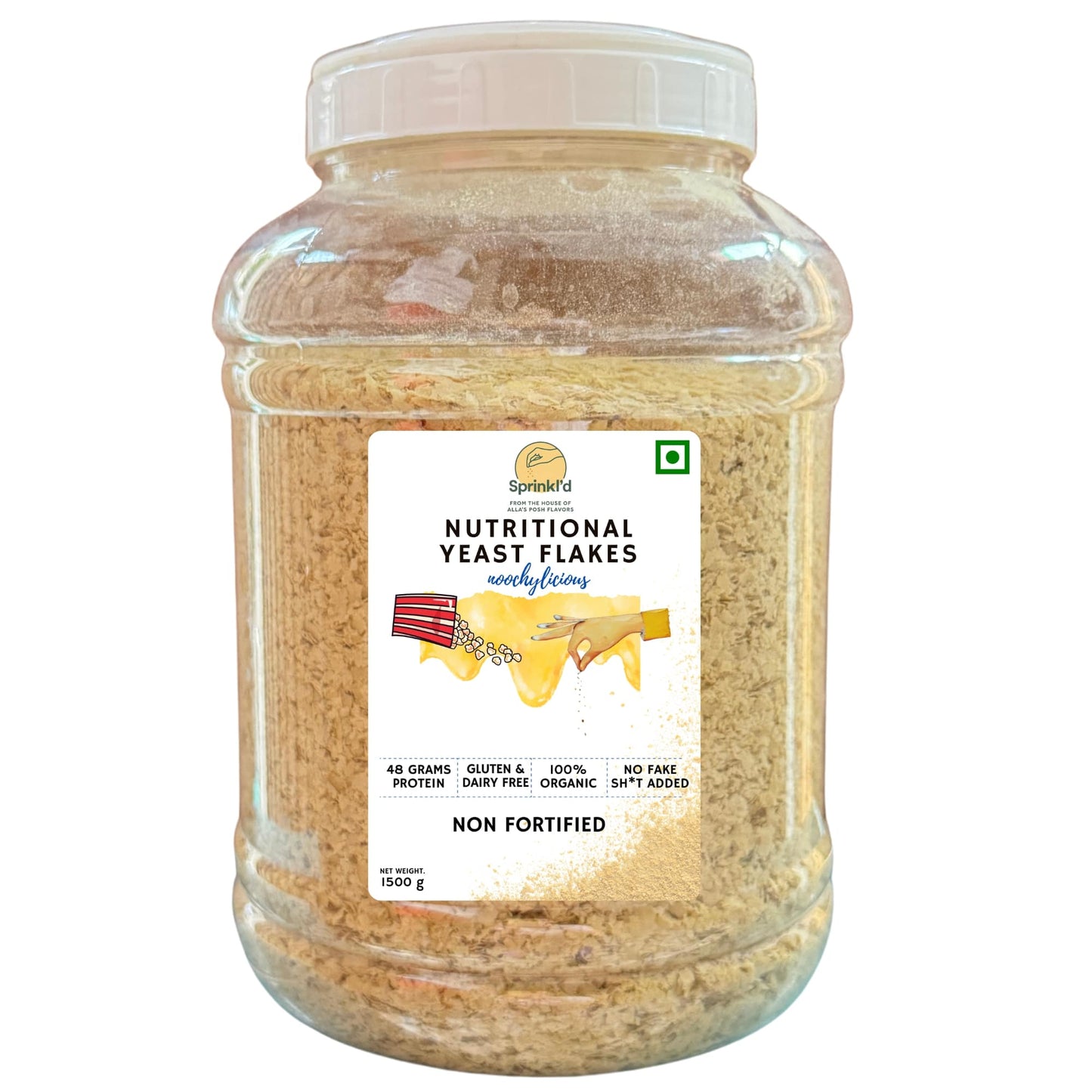 Sprinkl'd by Alla's Posh Flavors Unfortified Nutritional Yeast Flakes Gluten-Free, Cheesy and Savory Non-Fortified Nooch | Rich in B Vitamins Minerals and Protein | Plant-based Superfood