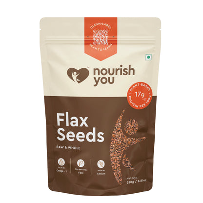 Nourish You Raw Edible flaxseed 250g - Alsi Seeds | 100% Whole Natural flax seeds for Hair Growth | Raw Seeds for Eating | Source of Iron & Dietary Fibre | Rich in Protein