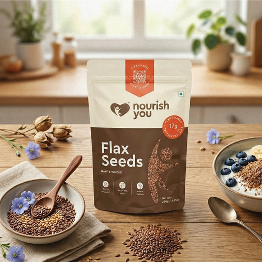 Nourish You Raw Edible flaxseed 250g - Alsi Seeds | 100% Whole Natural flax seeds for Hair Growth | Raw Seeds for Eating | Source of Iron & Dietary Fibre | Rich in Protein