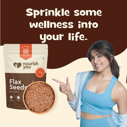 Nourish You Raw Edible flaxseed 250g - Alsi Seeds | 100% Whole Natural flax seeds for Hair Growth | Raw Seeds for Eating | Source of Iron & Dietary Fibre | Rich in Protein