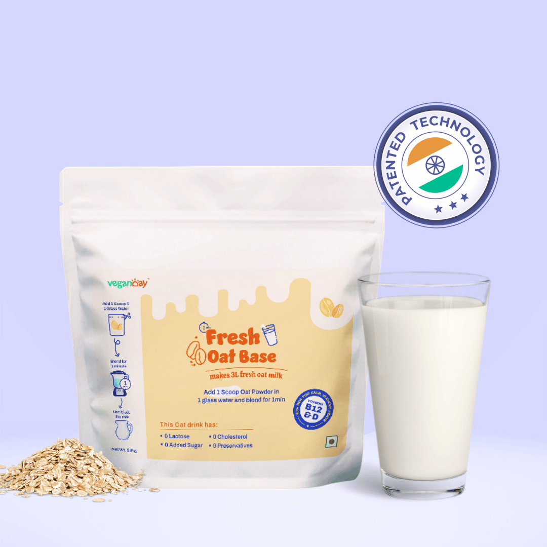 VeganDay Oat Base (makes 3L Oat Milk) | Fresh, Unsweetened & Plant-Based (PlantCa) | Just add water & blend | Dairy-free, Lactose-free | Zero added sugar, Zero Cholesterol, Zero Preservatives (3L Pack)