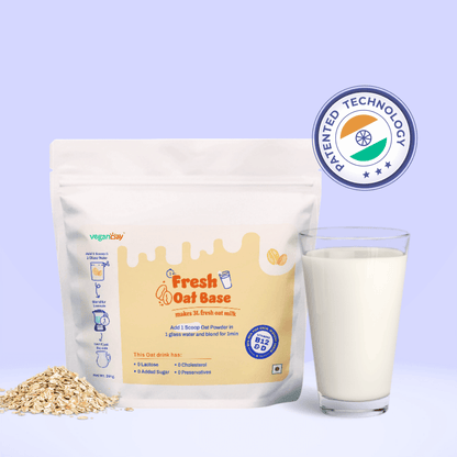 VeganDay Oat Base (makes 3L Oat Milk) | Fresh, Unsweetened & Plant-Based (PlantCa) | Just add water & blend | Dairy-free, Lactose-free | Zero added sugar, Zero Cholesterol, Zero Preservatives (3L Pack)