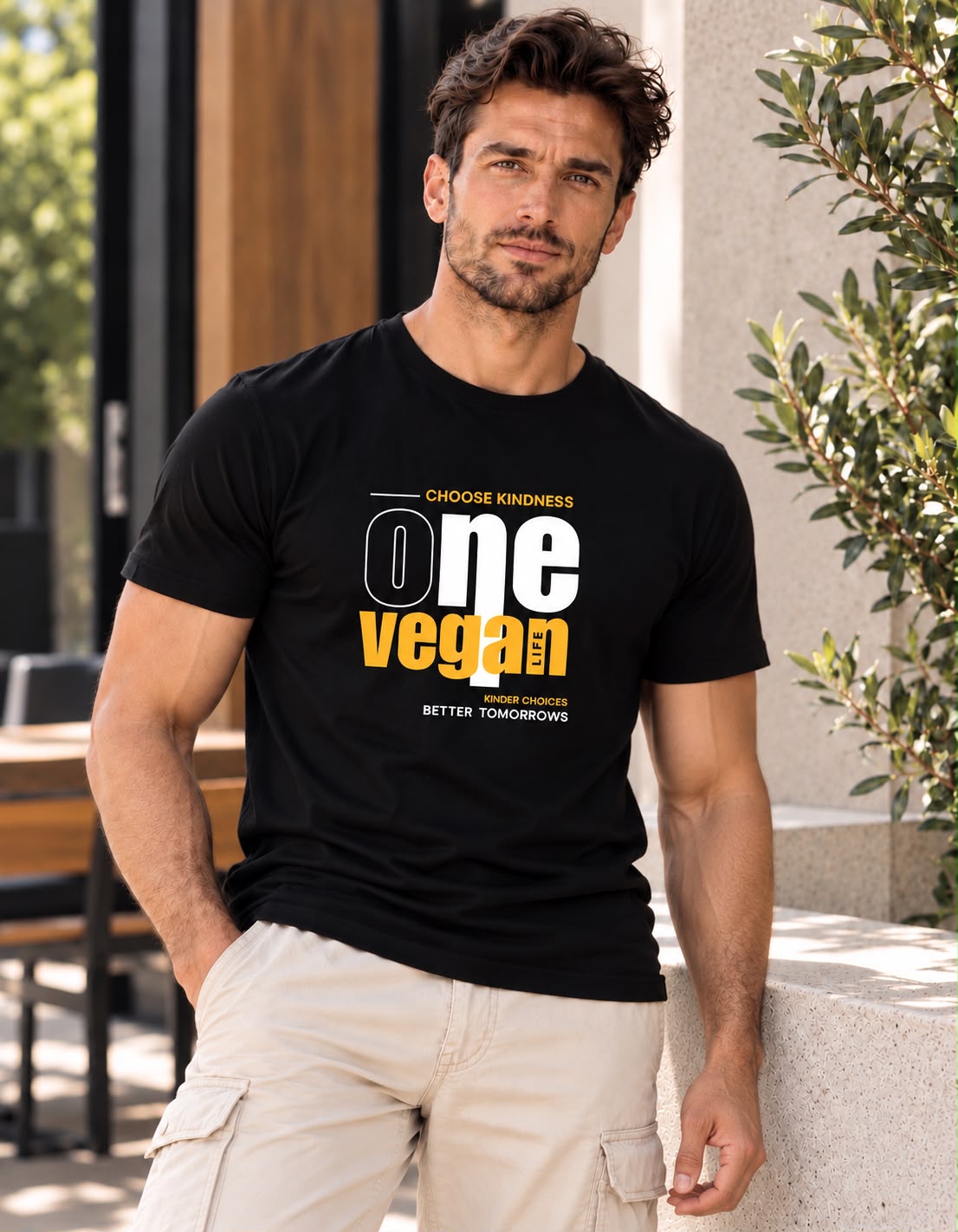 One Vegan Life Unisex Cotton T-Shirt | Choose Kindness Graphic Tee