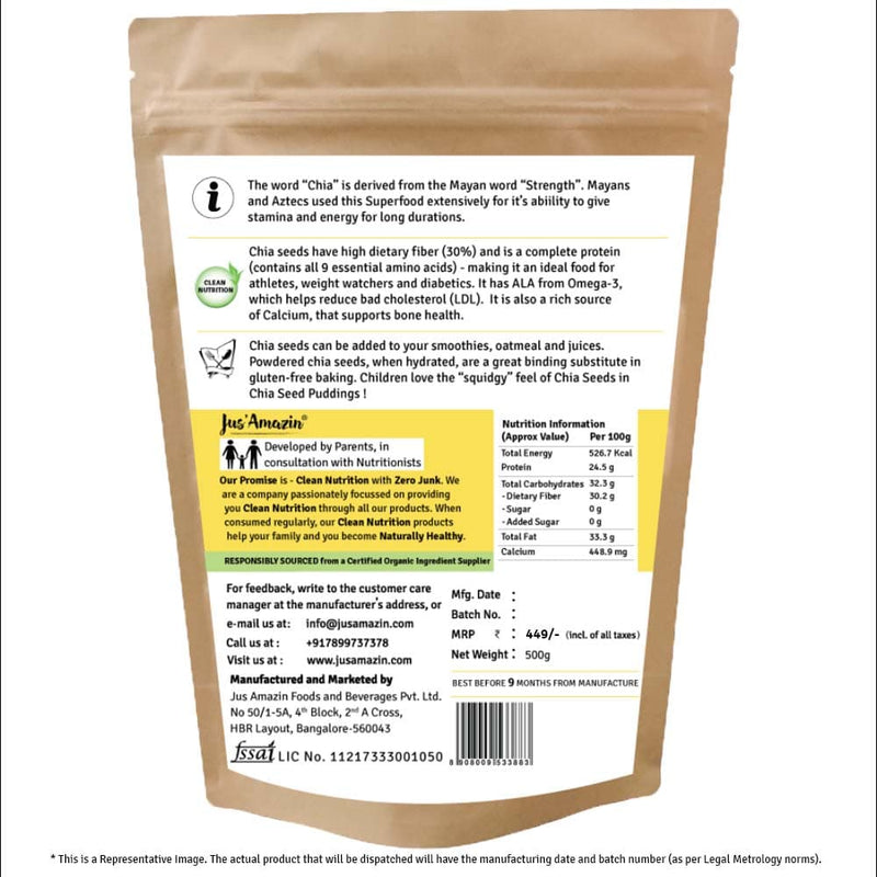 Jus Amazin Organic Chia Seeds (500g)