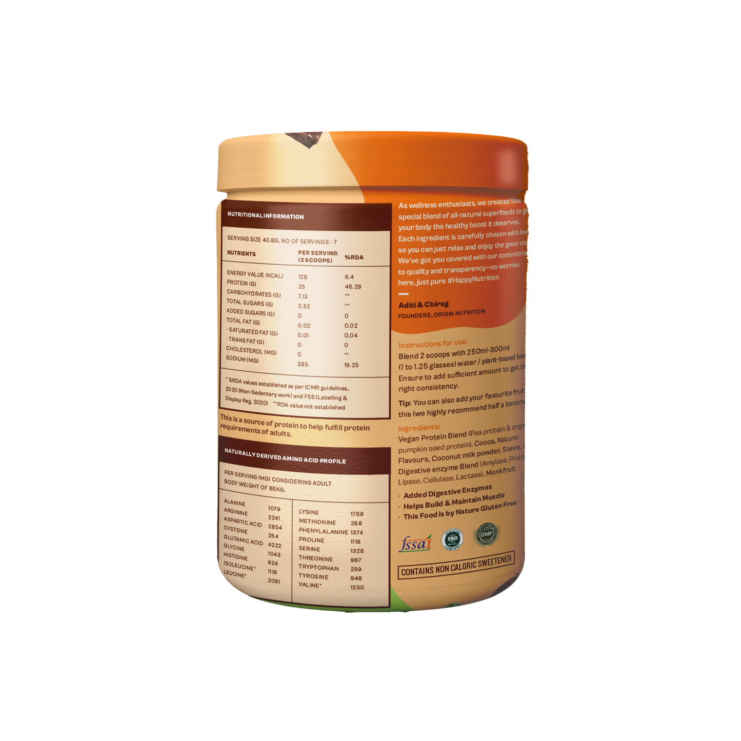 Origin Nutrition Plant Protein Powder Chocolate Flavour With 25g Protein Per Serving,286g