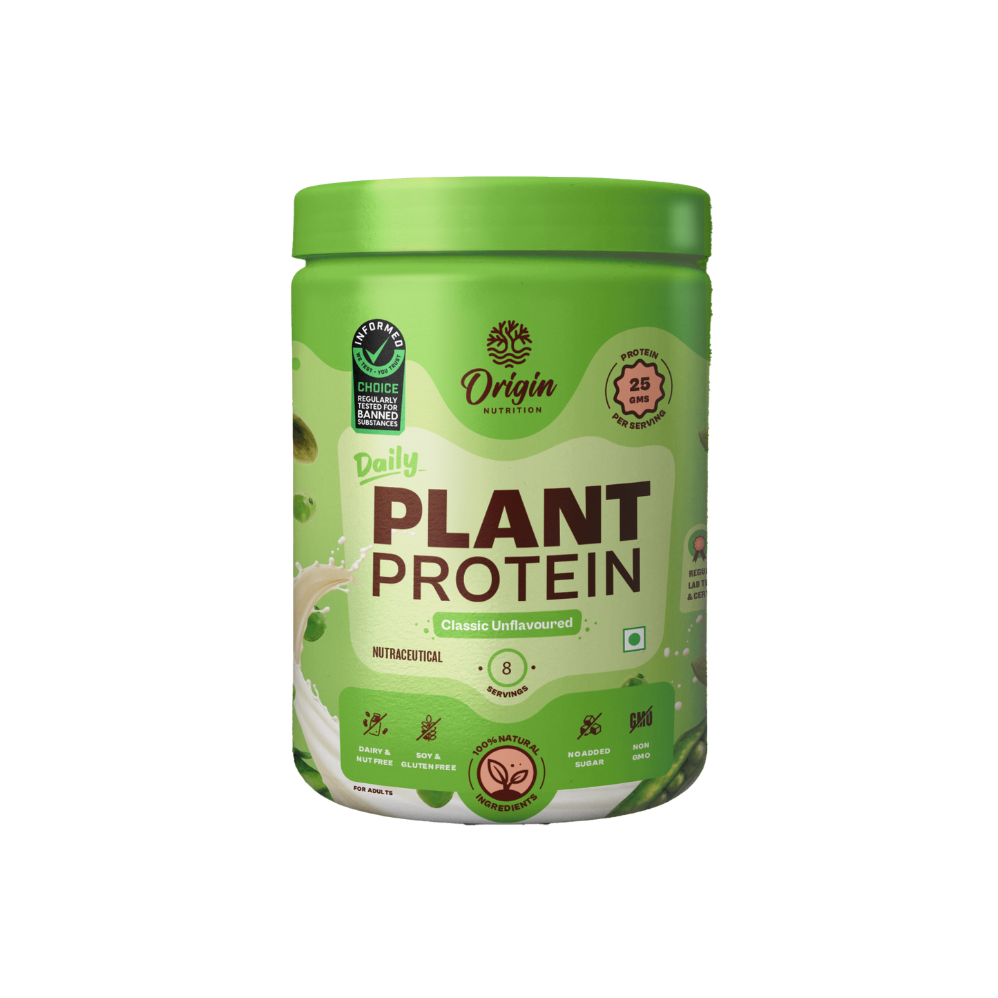 Origin Nutrition Plant Protein Powder Unflavoured with 25g Protein Per Serving , 260g