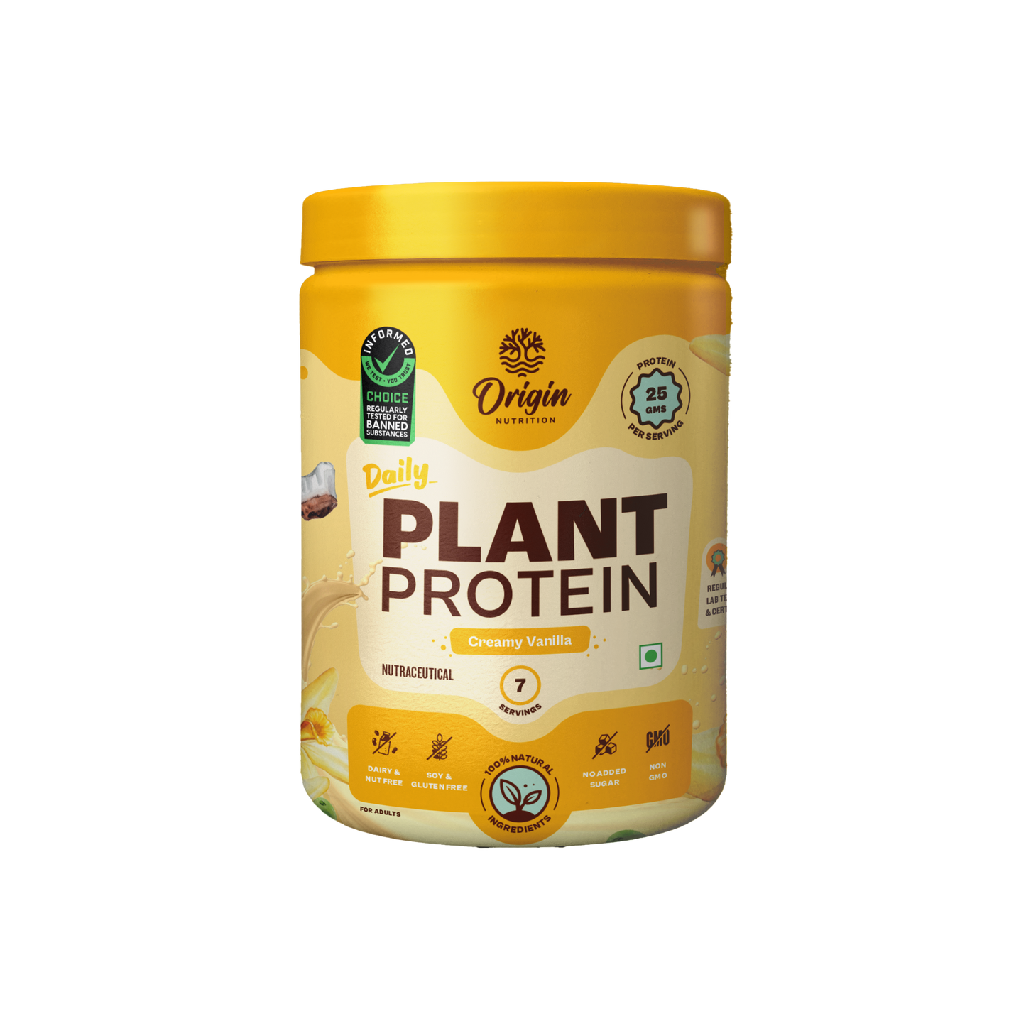 Origin Nutrition Plant Protein Powder Vanilla Flavour with 25g Protein Per Serving , 278g