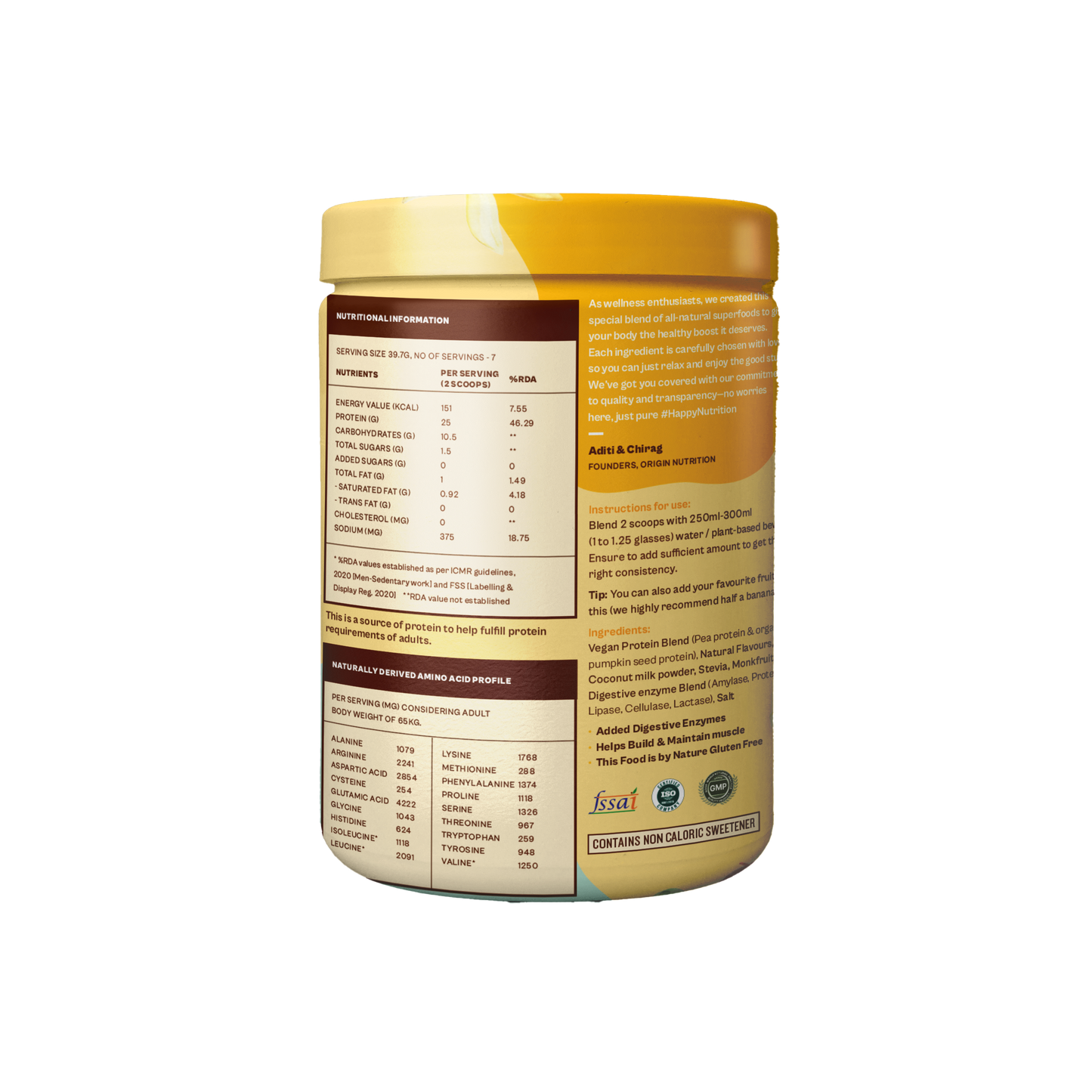 Origin Nutrition Plant Protein Powder Vanilla Flavour with 25g Protein Per Serving , 278g