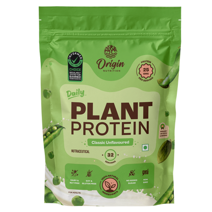 Origin Nutrition Plant Protein Powder Unflavoured with 25g Protein Per serving ,  1Kg