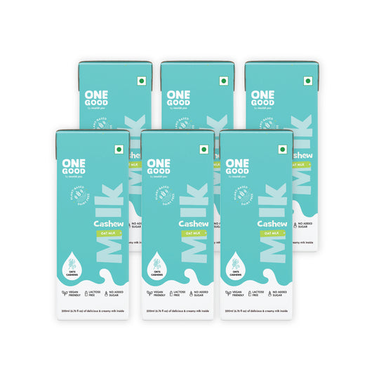 One Good by Nourish You's Sugar free Cashew Oat Plant Based Mlk - 1200ml | Lactose-Free | Gut-Friendly 200ml x Pack of 6