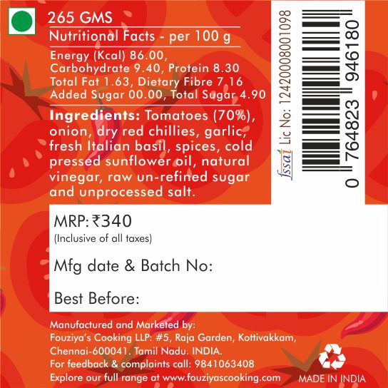 PASTA SAUCE-Arrabbiata (Spicy - 265g)