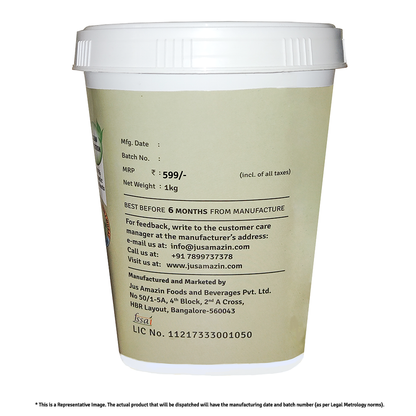 Jus Amazin CRUNCHY Organic Peanut Butter - Unsweetened (1kg)