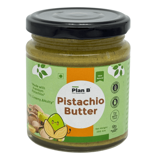 Plan B Pistachio Butter | Premium Vegan Nut Butter Made with Roasted Pistachios | No Added Sugar, Dairy-Free, Gluten-Free | High Protein, Healthy Fats | Creamy Plant-Based Spread | 200g Jar