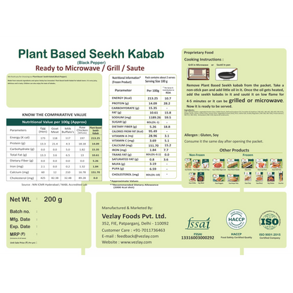 Vezlay Plant Based Seekh Kabab, 200gm
