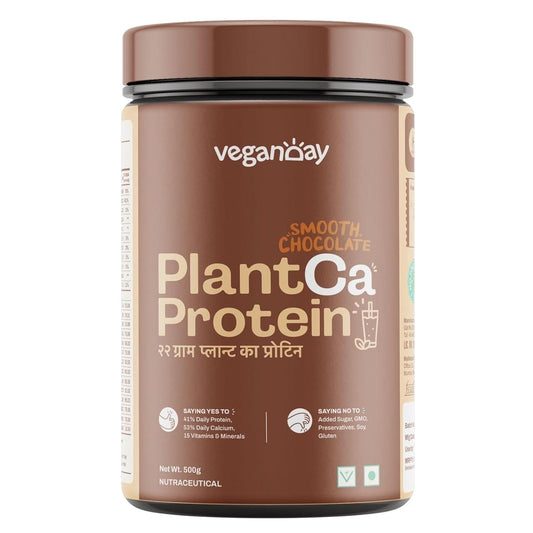 VeganDay PlantCa Protein - Rich Chocolate Plant Protein (with Vitamins & Minerals), 500g Jar