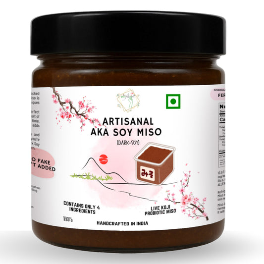 Alla's Posh Flavors Authentic Japanese Miso Paste | Formulated & Made under Japanese Guidance In India | No Preservatives | 100% Natural (Aka Miso, 250 Grams)
