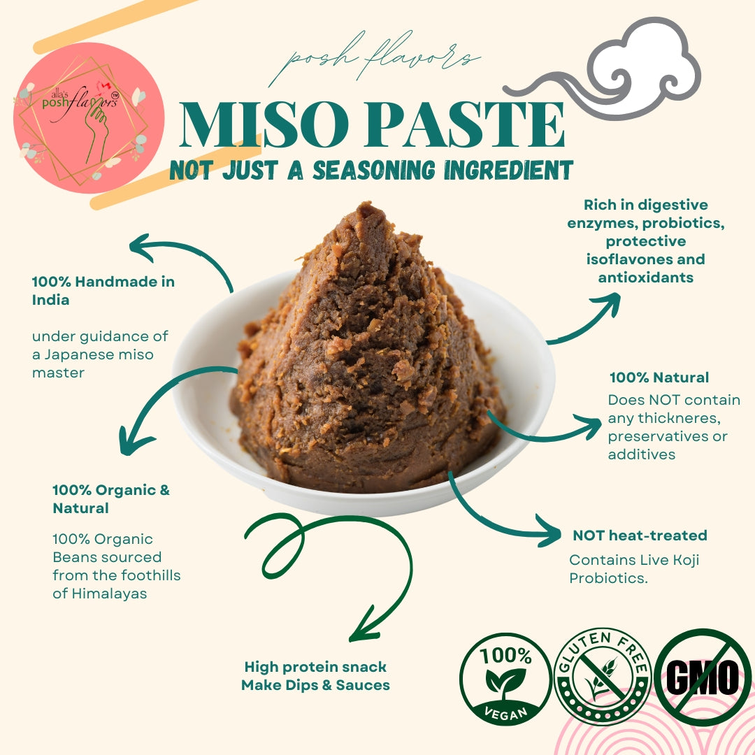 Alla's Posh Flavors Authentic Japanese Miso Paste | Formulated & Made under Japanese Guidance In India | No Preservatives | 100% Natural (Aka Miso, 250 Grams)