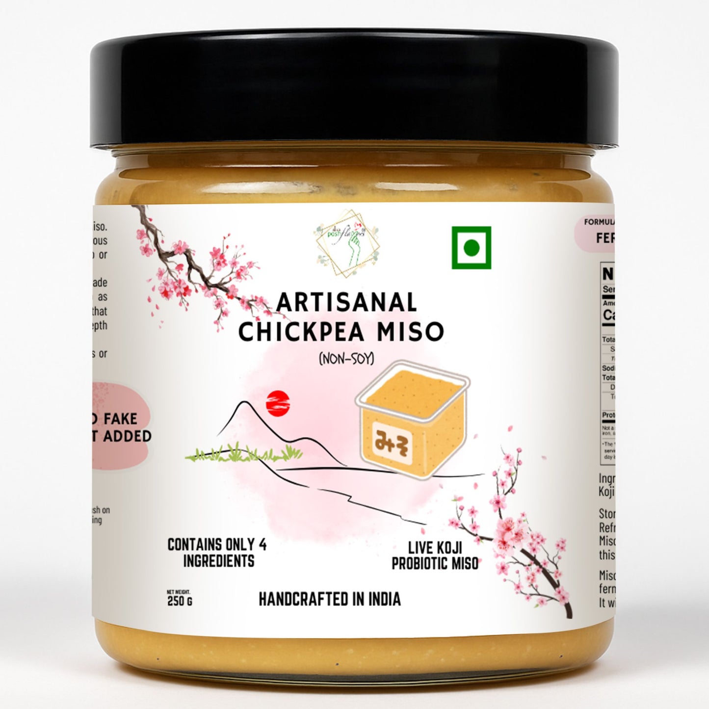 Alla's Posh Flavors Authentic Japanese Miso Paste | Formulated & Made under Japanese Guidance In India | No Preservatives | 100% Natural, Unpasteurized & Rich in Live Koji Probiotics (Non-Soy Chickpea Miso, 250 Grams)