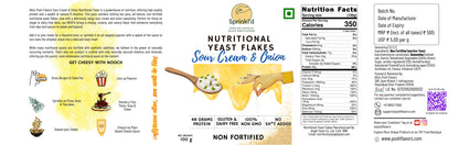 Sprinkl'd by Alla's Posh Flavors Dairy-Free Sour Cream & Onion Nutritional Yeast Flakes, Non-Fortified, Gluten-Free, Cheesy and Savory Nooch | Rich in B Vitamins Minerals and Protein | Plant-based Superfood, 100 Grams