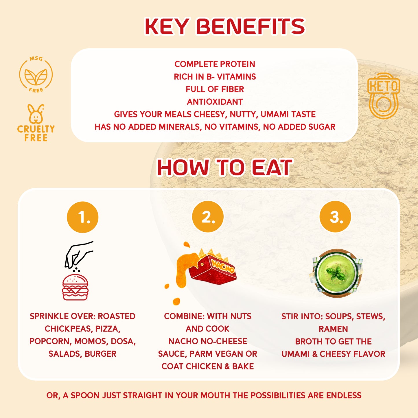 Sprinkl'd by Alla's Posh Flavors PERI PERI Unfortified Nutritional Yeast Flakes Gluten-Free, Cheesy and Savory Non-Fortified Nooch | Rich in B Vitamins Minerals and Protein | Plant-based Superfood, 100 Grams