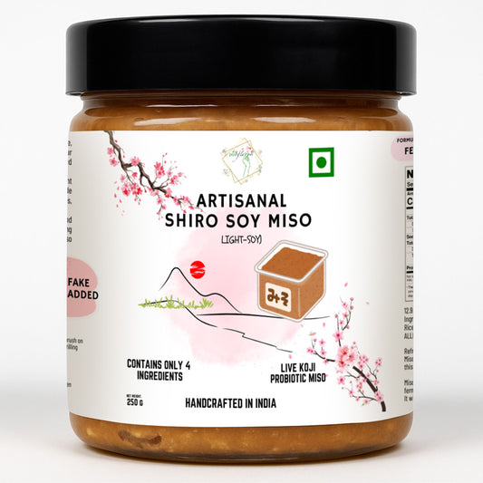 Alla's Posh Flavors Light Soy Miso Paste – Authentic Japanese Recipe | Handcrafted in India Under Japanese Miso Master | 100% Natural, Unpasteurized & Rich in Live Koji Probiotics (250 grams Jar)